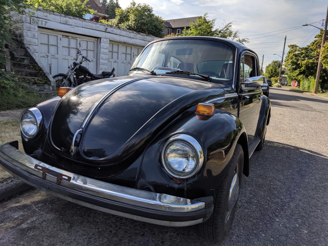 Picture of a 1974 Black Volkswagen Beetle